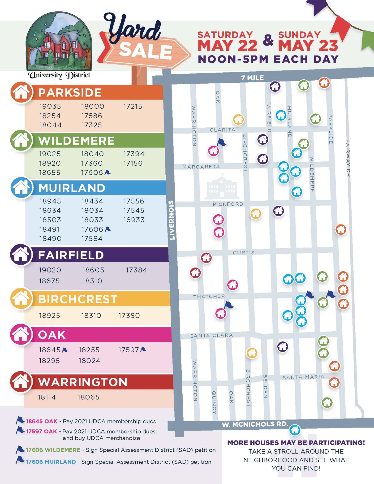 2021 UDCA Yard Sale Map University District Community Association